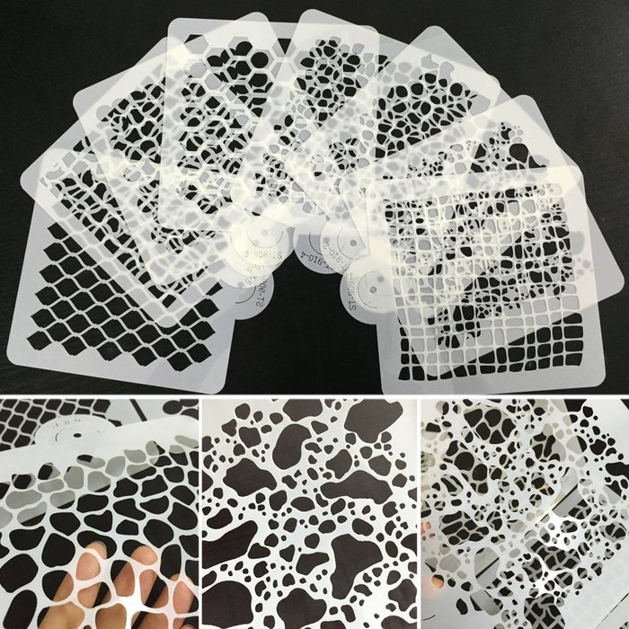 ART Kitchenware New 8pcs/set Wedding Cake Decorating Stencil Honeycomb Grain,Stone Grain Plastic Template Design... N3
