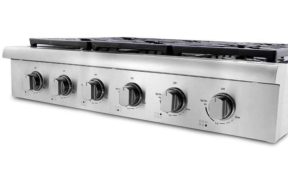Thorkitchen HRT3618U 36" Pro-Style Gas Rangetop with 6 Sealed Burners, Stainless Steel