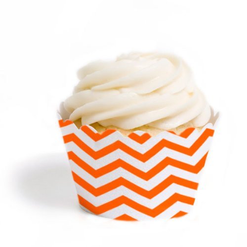 Dress My Cupcake Standard Cupcake Wrappers, Chevron, Orange, Set of 12 N19