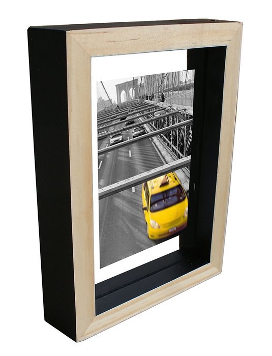 Kingwin Wood Floating Glass Photo Frame WF1107(white, 6"x8") N5