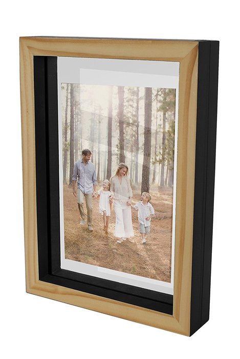 Kingwin Wood Floating Glass Photo Frame WF1107(white, 6"x8") N6