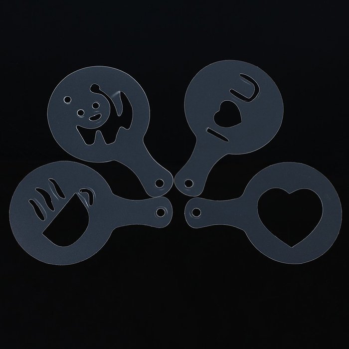EzDeal 16pcs Design Cappuccino Coffee Cake Stencils Latte Art Template + Mesh Shaker Set N3