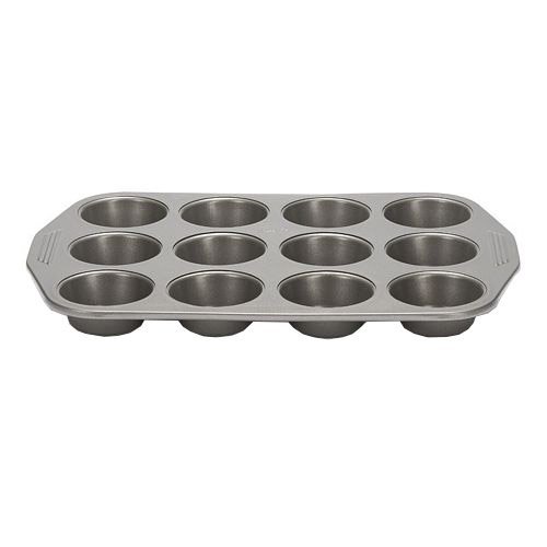 Patisse Carat Muffin Pan 12 Cavity with Heavy Duty Double Non-Stick Coating, Dark Grey Metallic