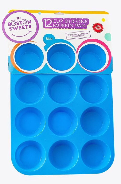 Silicone Muffin & Cupcake Pan - 12 Cups Pink Mold & Baking Tray- Reusable, Non-Stick Bakeware - Heat Resistant... N15