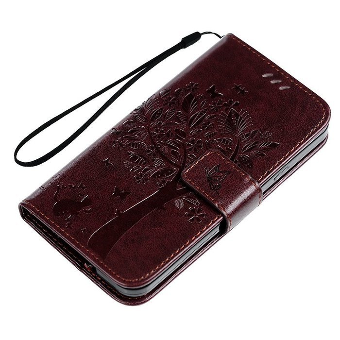 S5 Case,Samsung Galaxy S5 Case (i9600) - Wallet Embossed Flower Tree PU Leather Soft TPU Inner Cover with Magnetic... N61