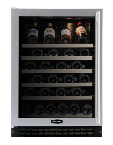 AGA Marvel 61WCM655 Under Counter Wine Cellar, Black Cabinet with Left Hinge Stainless Steel Frame Glass Door,... N2
