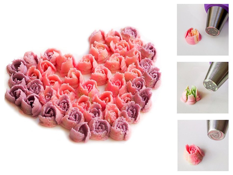 Russian Piping Tips 29pcs Set - incl 14 piping nozzle tips, 12 silicone cupcake liner, Coupler, 2 Reusable pastry... N7