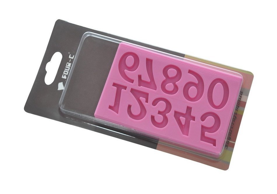 FOUR-C Sugar Craft Tools Number Cake Embossing Mould Color Pink N3