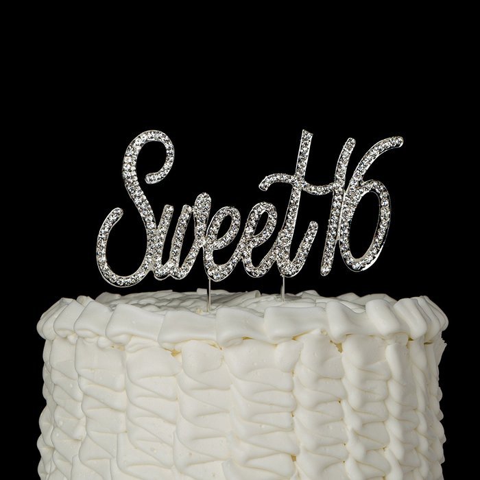 16 Cake Topper 16th Birthday Party Supplies Crystal Rhinestone Decoration (Gold) N18