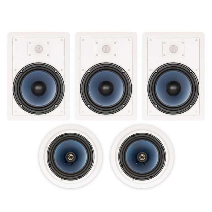 Blue Octave LH-825 In Wall and In Ceiling 8" Speakers Home Theater Surround Sound 5 Speaker Set