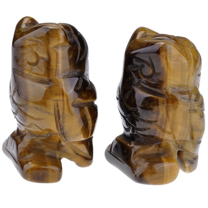 JOVIVI 1pc Natural Carved Gemstones Owl Figurine 1.5'' Room Decoration, with Gift Box (Tiger Eye) N11