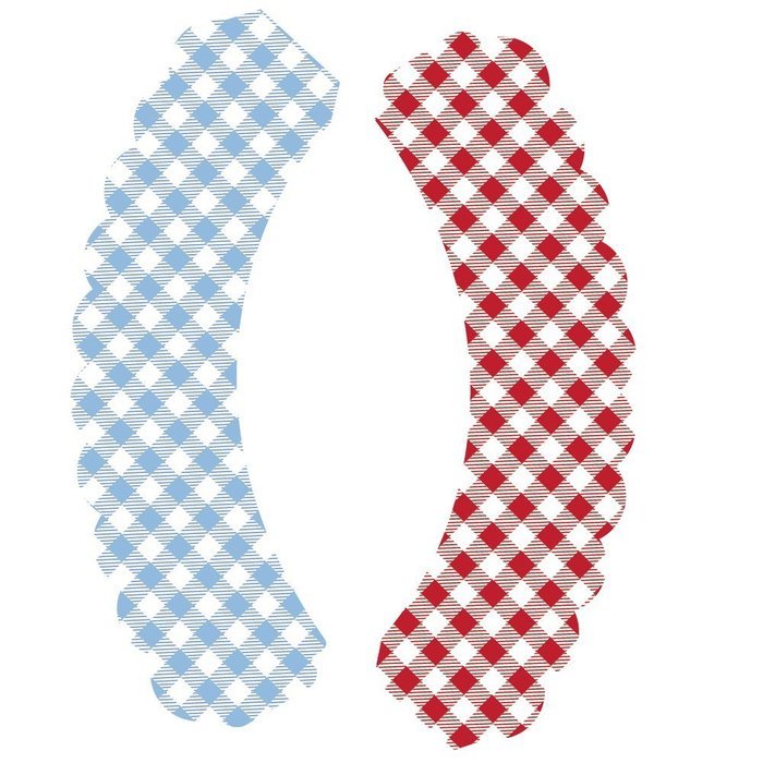 Cupcake Wrappers, Vintage Baby Blue Gingham, Rustic Red Checker, Confetti Couture Party Supplies, 36 N9