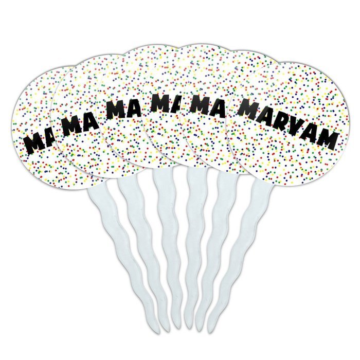 Maryam Cupcake Picks Toppers Decoration Set of 6 - Pink Speckles