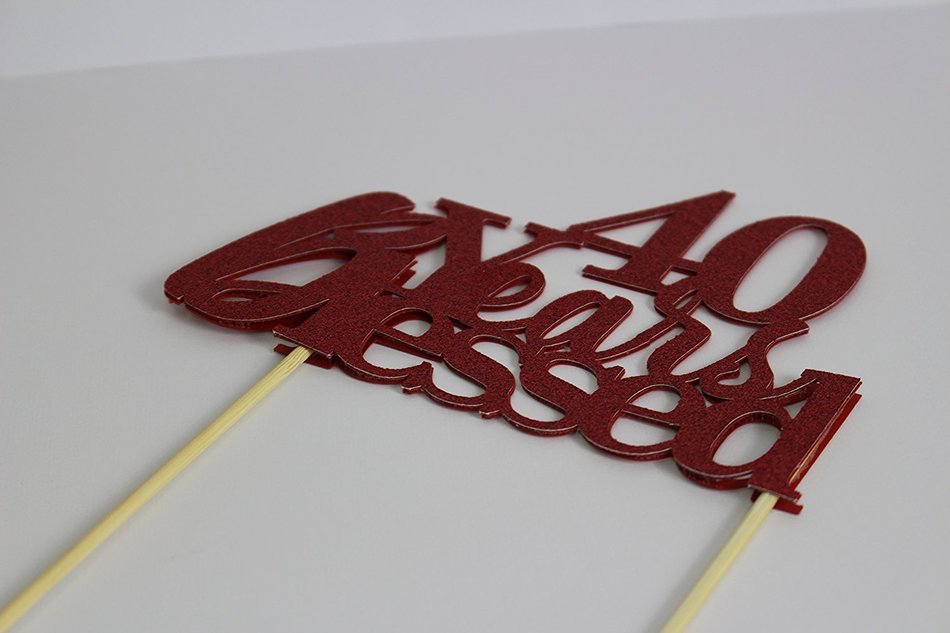 All About Details Red 40-Years-Blessed Cake Topper N3