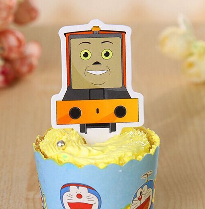 Yunko 60 Pcs Thomas and Friends Fun Cupcake Decorative Toppers Cupcake Decorating Tools N3