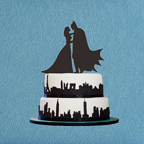 Bride and Groom Cake Topper,Batman Silhouette,Bridal Shower Topper,Custom Cake Topper