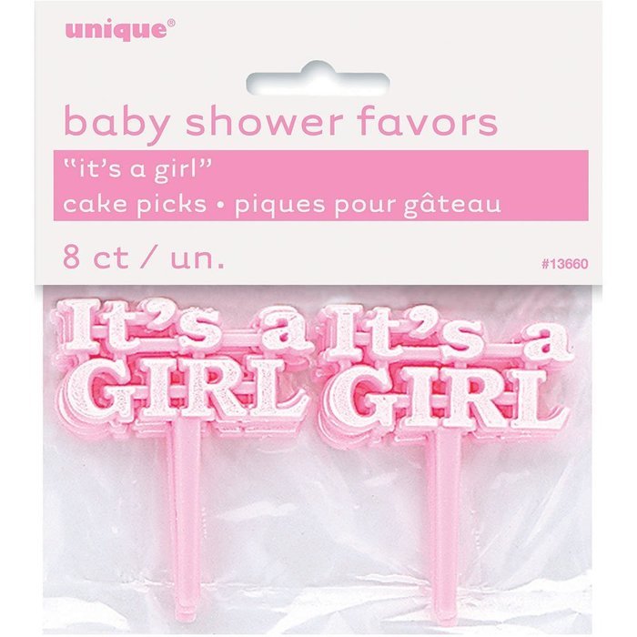 Party Favors Picks 8/Pkg-Pink It's A Girl