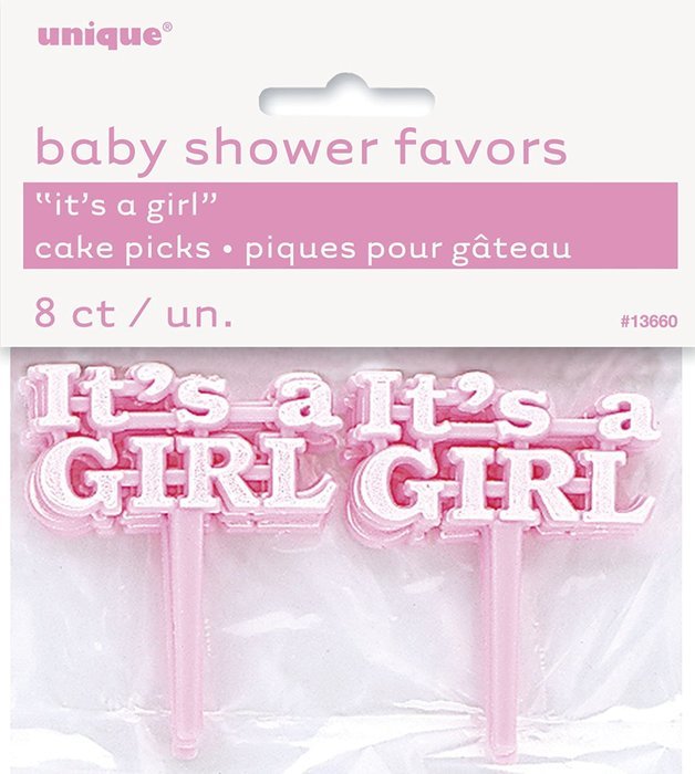Party Favors Picks 8/Pkg-Pink It's A Girl N2