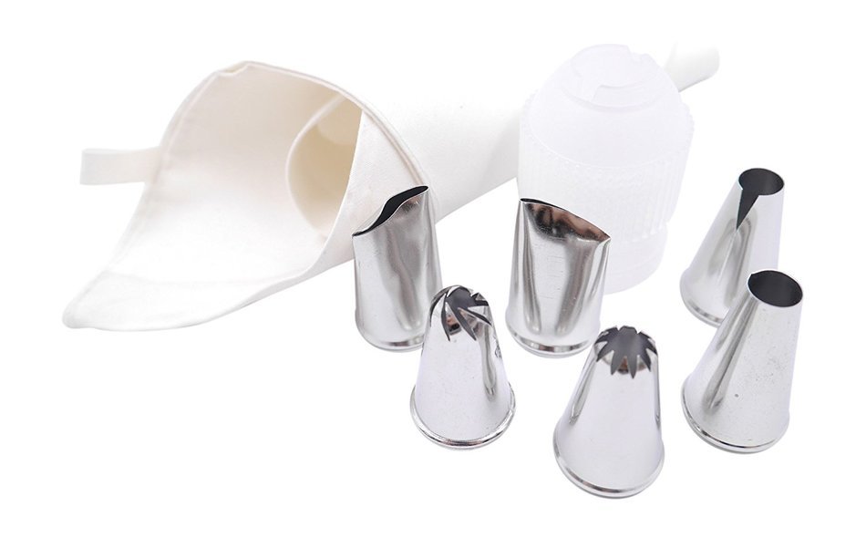 Pridebit Pastry Bag Cake/Cupcake Decorating Tips Set - 8 Pieces Kit Includes Large Stainless Steel Icing/Piping...