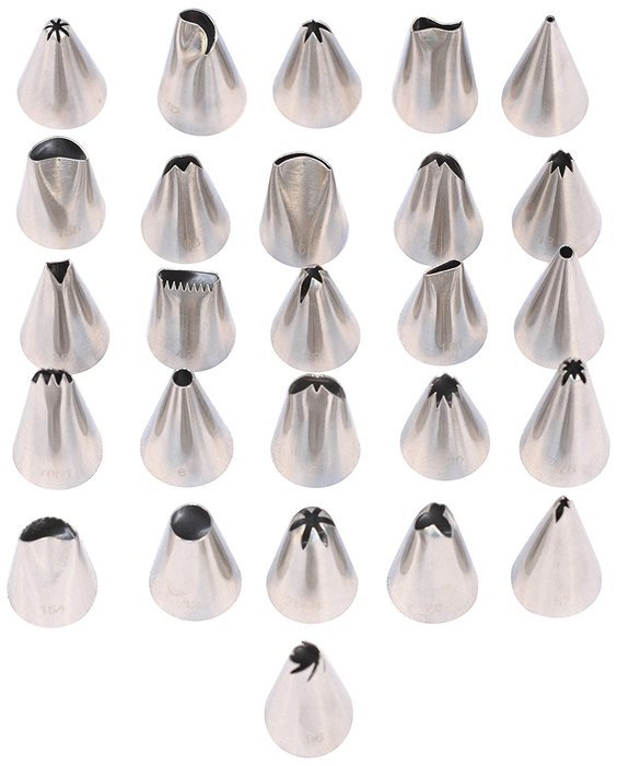 30 Piece Cake Decorating baking tools set- 26 Stainless Steel tips in Storage Case-Flower nail- ONLY KIT with... N3