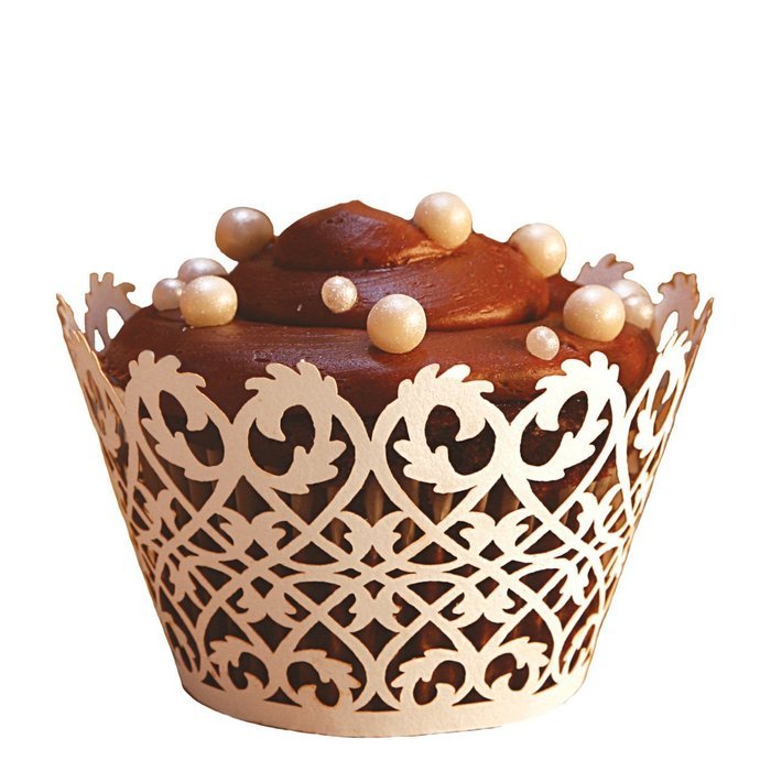 Filigree Regular Cupcake Wrapper, White, 12 pack N9