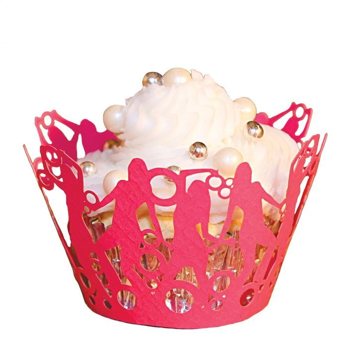 Filigree Regular Cupcake Wrapper, White, 12 pack N10