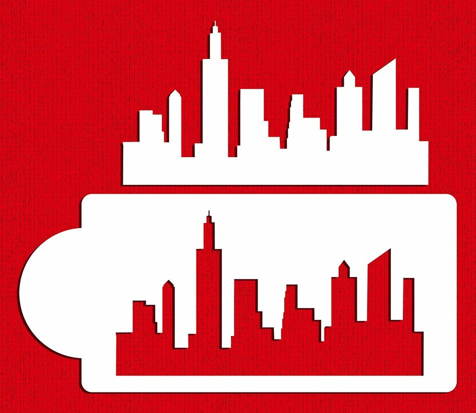 Designer Stencils C757 New York Skyline Cake Stencil and Template, Beige/Semi-Transparent N2