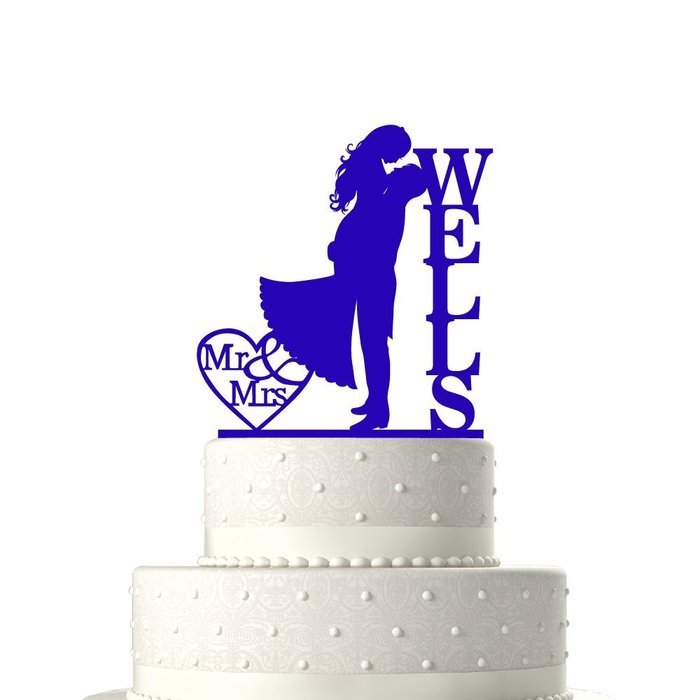 Sugar Yeti Made In USA Personalized Wedding Cake Topper Love Groom Kissing Bride #15 Gold Mirror N15