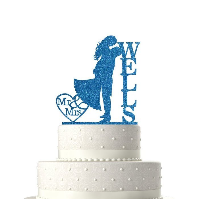 Sugar Yeti Made In USA Personalized Wedding Cake Topper Love Groom Kissing Bride #15 Gold Mirror N17