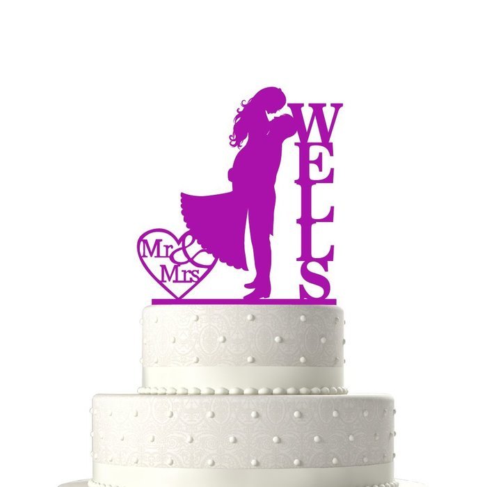 Sugar Yeti Made In USA Personalized Wedding Cake Topper Love Groom Kissing Bride #15 Gold Mirror N18