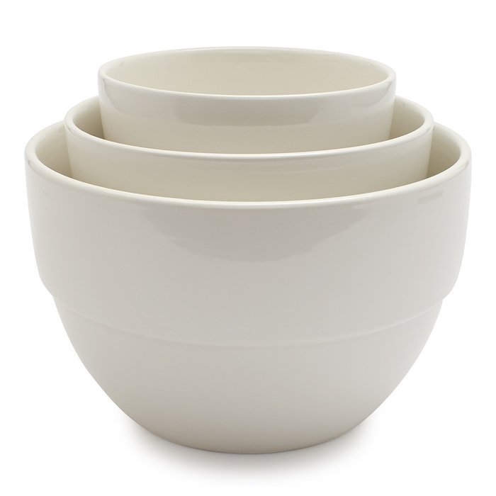 Sur La Table Stoneware Mixing Bowls L11/L13/L14RED , White