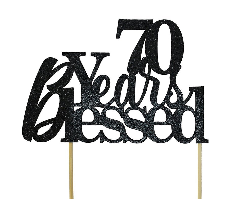 All About Details Black 70-Years-Blessed Cake Topper N2