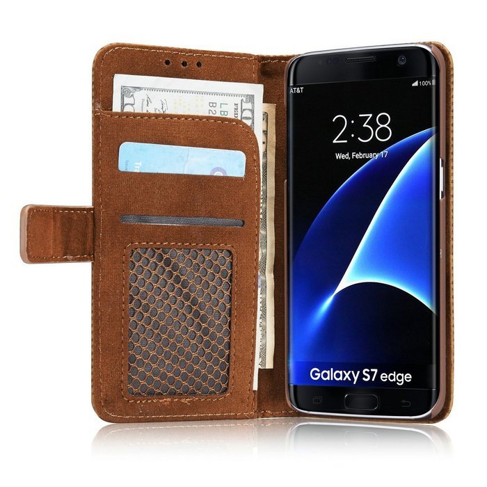 Samdung Galaxy S7 Edge Wallet Cover, TYoung Classic Artificial Leather Retro Style [Breathable Skin] Folio Magnetic...