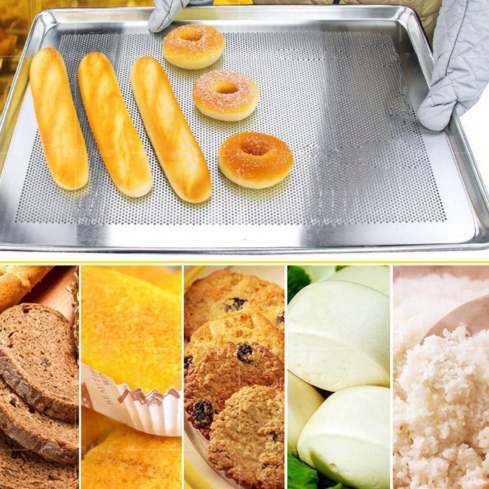 Aluminum Non-stick Baking Cookies Breads Sheet Pan Tray Plate Tool Silver Tone, 18" x 13" N11