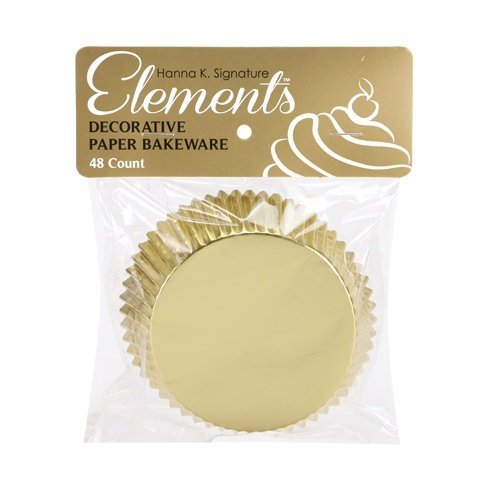 Hanna K. Signature 48 Count Elements Self-Standing Foil Baking Cups, 3", Gold