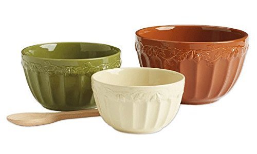 Harvest Acorn Ceramic Mixing Bowls Set of 3