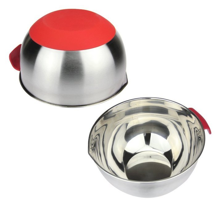 Stainless Steel Kitchen Mixing Bowls Utensils with Handle and Spout, Set of 3 N6