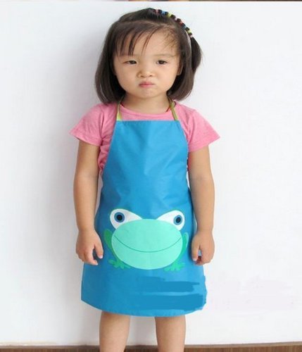 Kids Waterproof Aprons,Cartoon Frog Pattern Aprons,Let Clothes Clean N7