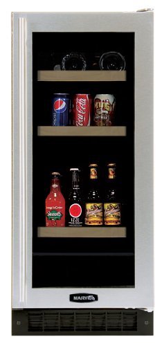 Marvel 3BARM-BS-G-R 15-inch Wide Beverage & Wine Center Right Hinge Door, Glass with Stainless Steel Trim