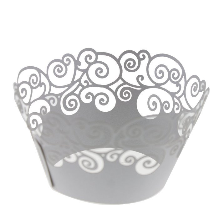 UNIQLED Pack of 60 Artistic Filigree Bake Cake Paper Cups Little Vine Lace Laser Cut Cupcake Wrappers Baking Liners... N5