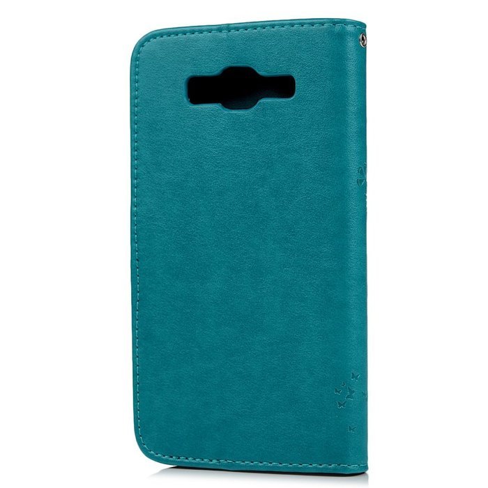 J7 Case,Samsung Galaxy J7 Case (2015 Version) - Wallet Embossed Butterflies Tree Premuim PU Leather Soft TPU Inner... N21