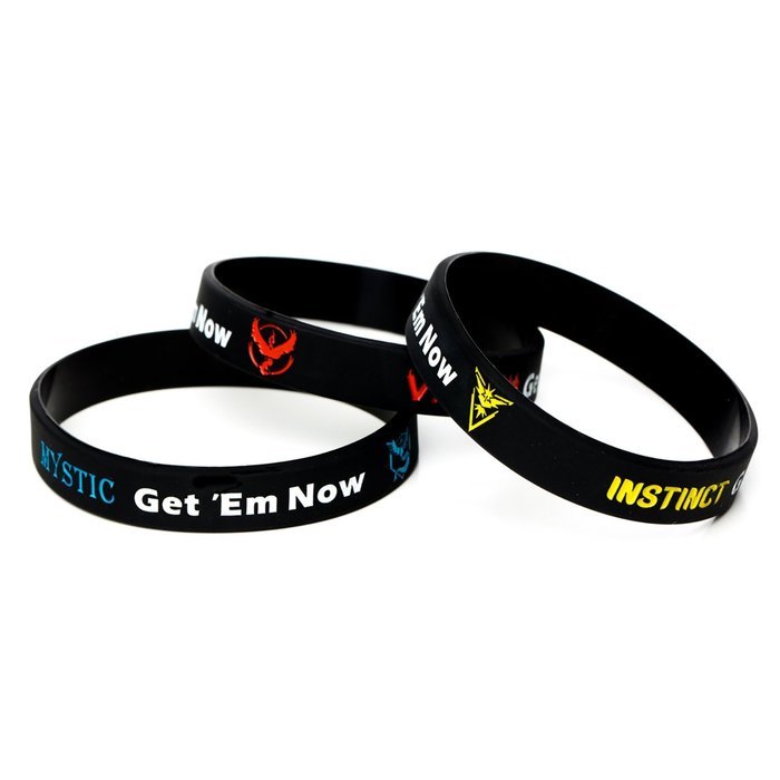 Pokemon Go Theme Silicone Wristband Bracelets [Set of 3] - Mystic [Blue] (1), Valor [Red] (1), Instinct [Yellow... N11