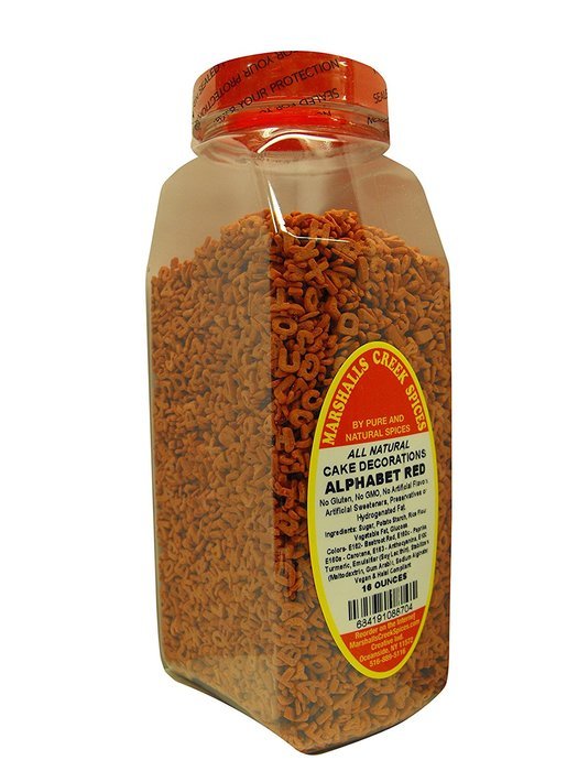 Marshalls Creek Spices All Natural Vegan Cake Decorations, Sprinkles, Rainbow Alphabet, 16 Ounce N21