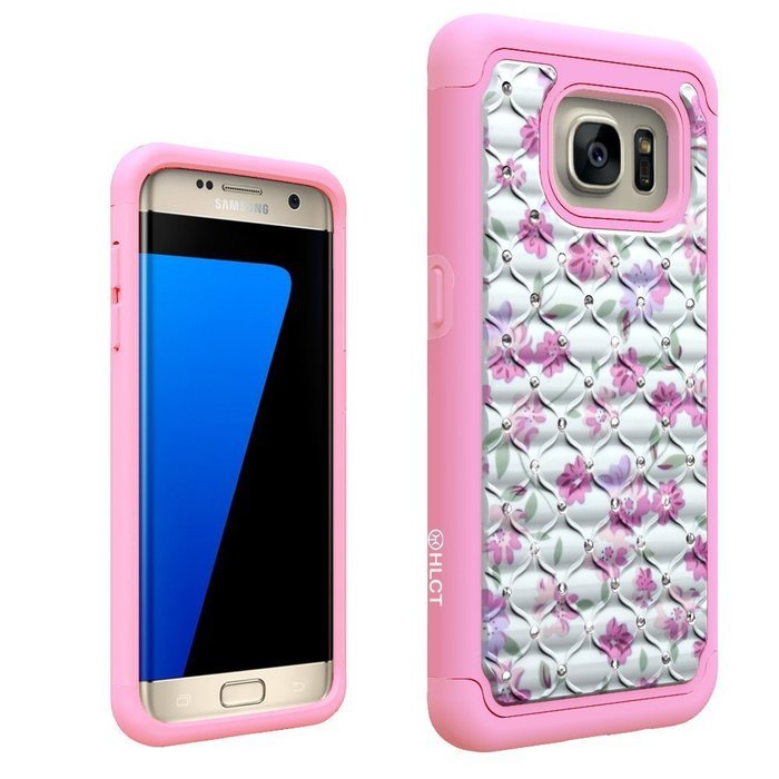 Galaxy S7 Edge Case, HLCT Rugged Shock Proof Dual-Layer Case for Samsung Galaxy S7 Edge (2016) (Green White A) N42