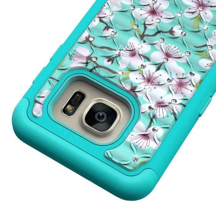 Galaxy S7 Edge Case, HLCT Rugged Shock Proof Dual-Layer Case for Samsung Galaxy S7 Edge (2016) (Green White A) N44