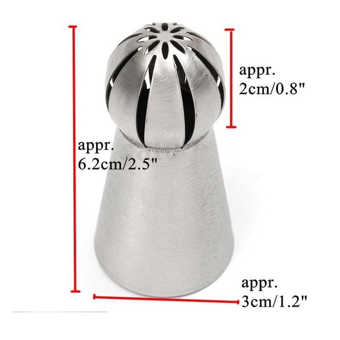 Bestgoo 5 PCS Russian Icing Piping Nozzles Tips Set, Sphere Ball Russian Tips Stainless Steel, Pastry Cake Fondant... N4