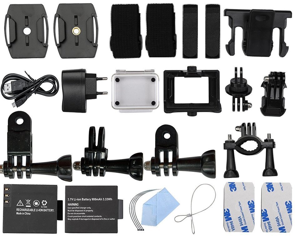 Sports Camera, 14MP 2.0 Inch 1080P Waterproof WIFI Action Camera with 2 Batteries and Accessories N4