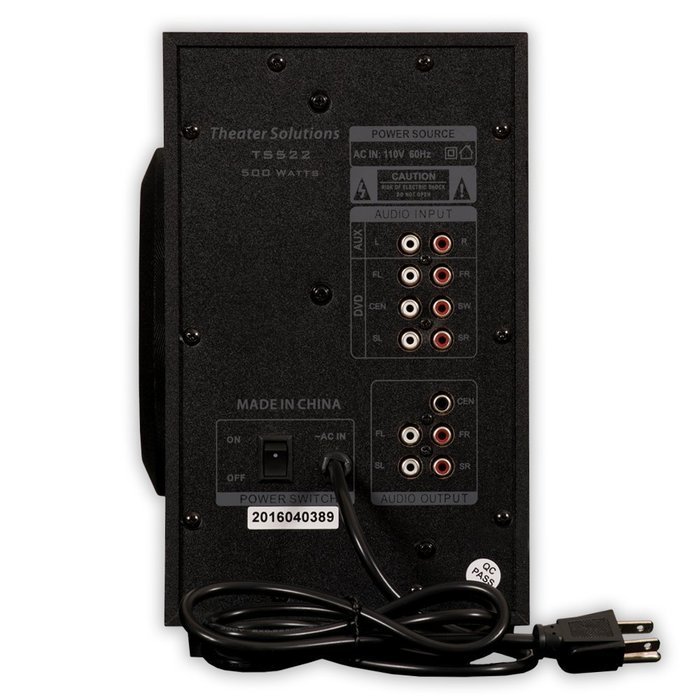 Theater Solutions TS522 Home Theater 5.1 Speaker System 500 Watts with Powered Sub and USB Drive N4