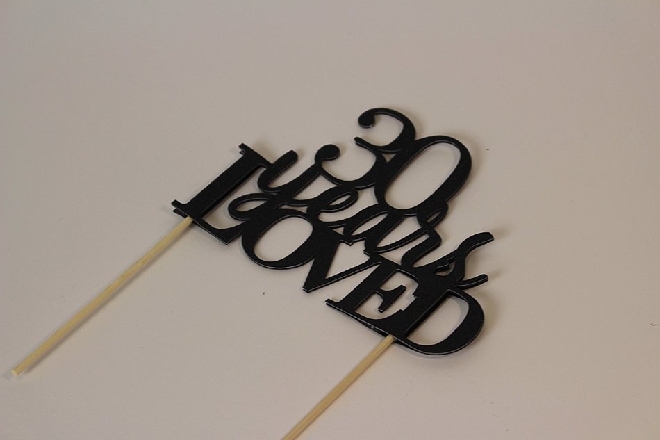 All About Details Black 30-Years-Loved Cake Topper N3