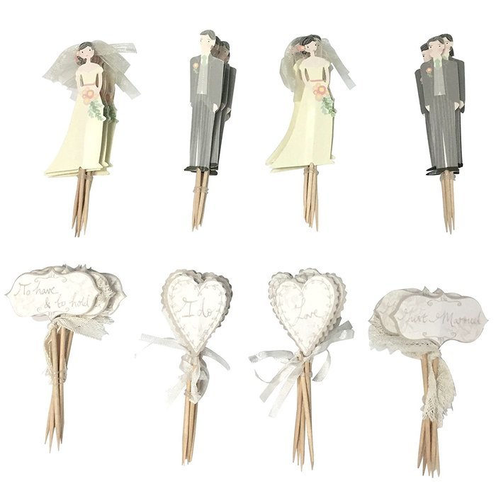 M2cbridge 48 Pack Ballerina Fairy Cupcake Toppers Cupcake Sticks Food Flags for Weddings or Parties (12 Bride+... N16